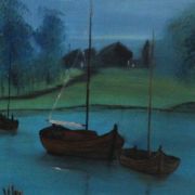 Boote in der Daemmerung 40x50